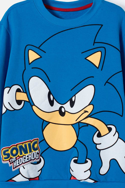POLERON CERRADO DE SONIC AZUL PARA NIÑO