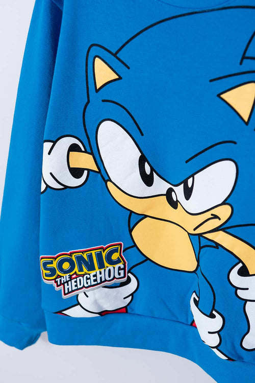 POLERON CERRADO DE SONIC AZUL PARA NIÑO