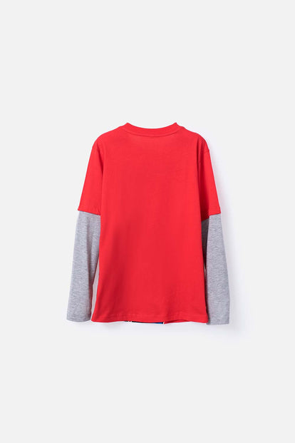 POLERA DE SPIDER-MAN MANGA LARGA ROJA PARA NIÑO
