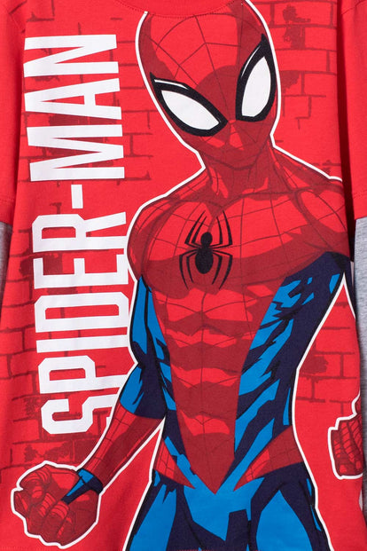 POLERA DE SPIDER-MAN MANGA LARGA ROJA PARA NIÑO