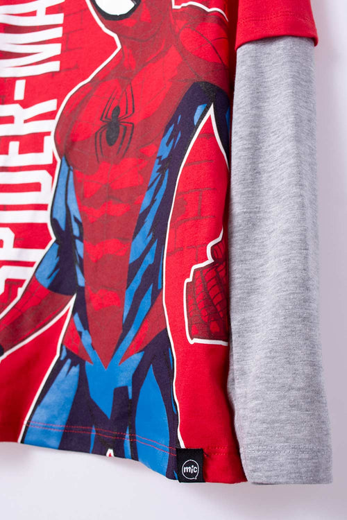 POLERA DE SPIDER-MAN MANGA LARGA ROJA PARA NIÑO