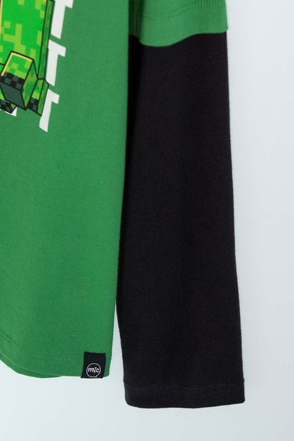 POLERA DE MINECRAFT MANGA LARGA PARA NIÑO