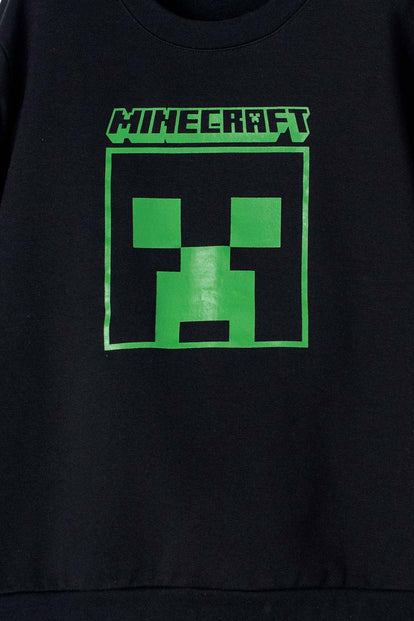 POLERON DE MINECRAFT CERRADO NEGRO PARA NIÑO