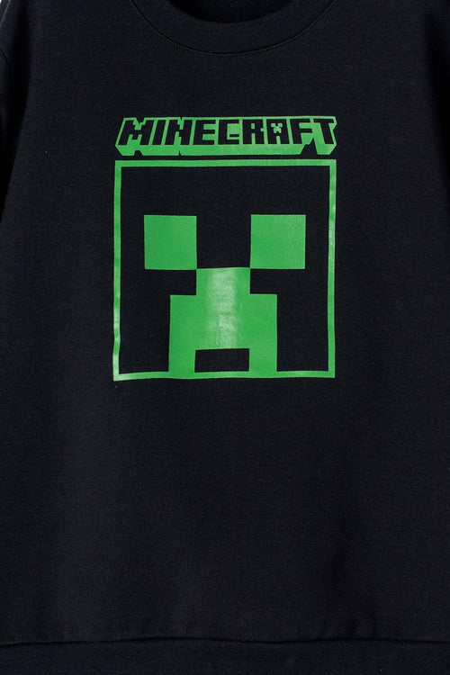 POLERON DE MINECRAFT CERRADO NEGRO PARA NIÑO