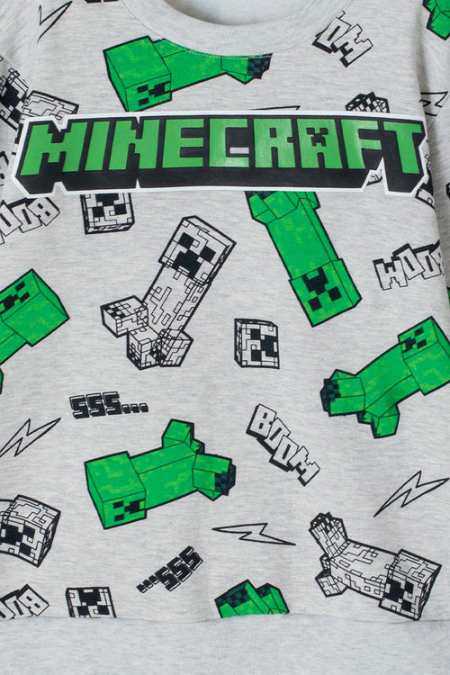 POLERON DE MINECRAFT CERRADO GRIS PARA NIÑO