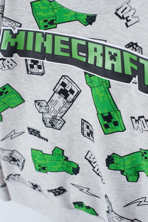 POLERON DE MINECRAFT CERRADO GRIS PARA NIÑO