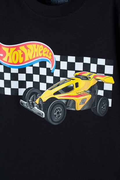 POLERA DE HOTWHEELS MANGA CORTA NEGRA PARA NIÑO
