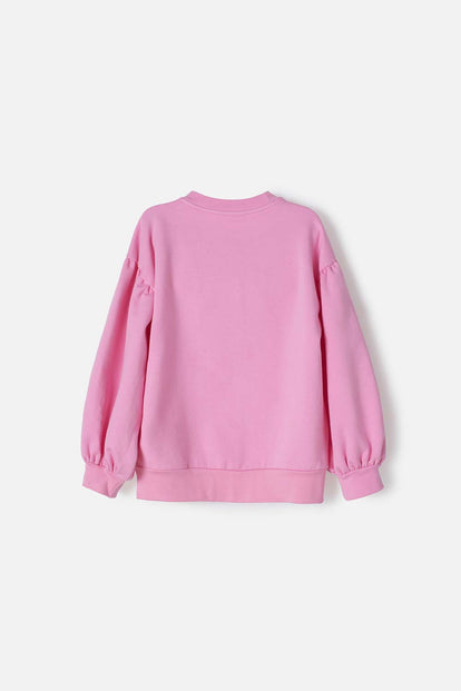 POLERON DE LILO Y STITCH ROSADO DE CUELLO REDONDO PARA NIÑA