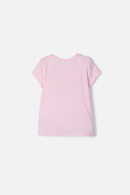 POLERA DE BARBIE MANGA CORTA ROSADA PARA NIÑA