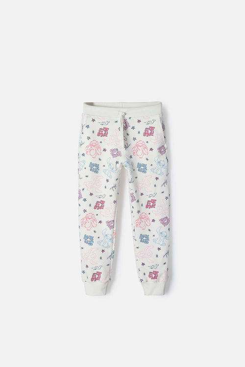 JOGGER DE STITCH CON CORDÓN MARFIL PARA NIÑA