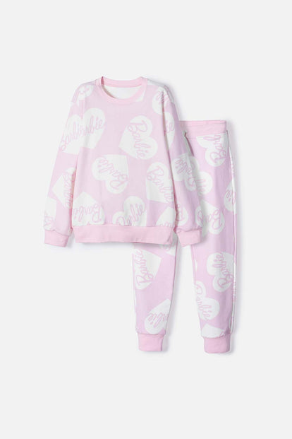 CONJUNTO DE BARBIE CON PANTALÓN LARGO ROSA PASTEL PARA NIÑA
