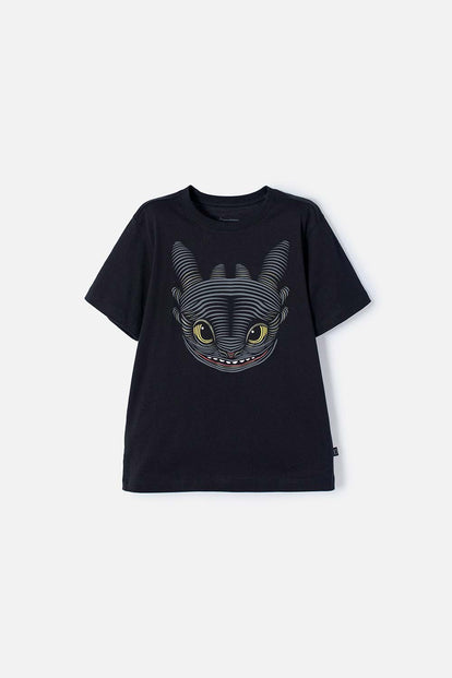 POLERA CÓMO ENTRENAR A TU DRAGÓN NEGRA MANGA CORTA PARA NIÑO