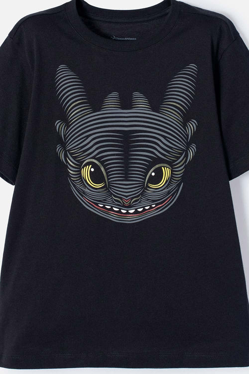 POLERA CÓMO ENTRENAR A TU DRAGÓN NEGRA MANGA CORTA PARA NIÑO