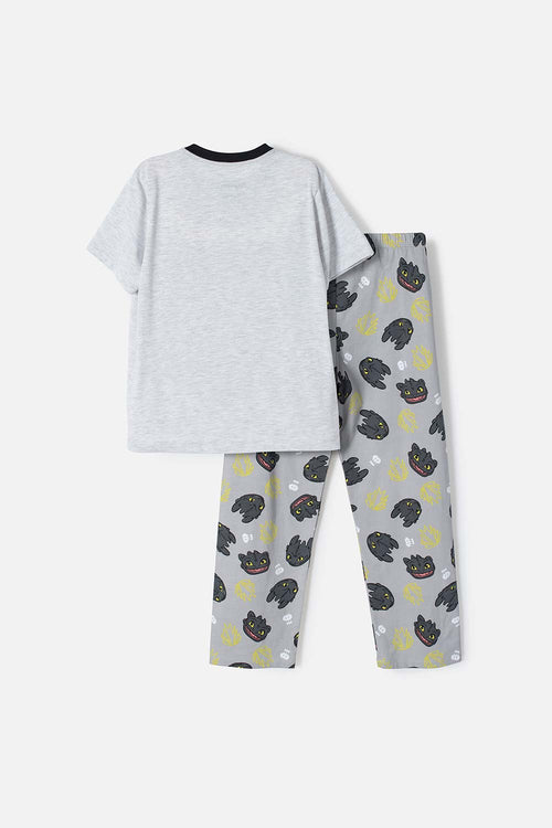 PIJAMA CÓMO ENTRENAR A TU DRAGÓN GRIS Y NEGRA DE PANTALÓN LARGO PARA NIÑO
