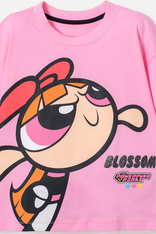 POLERA DE LAS CHICAS SUPERPODEROSAS ROSADO PARA NIÑA