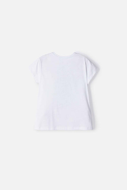 POLERA DE MINECRAFT MANGA CORTA BLANCO PARA NIÑA