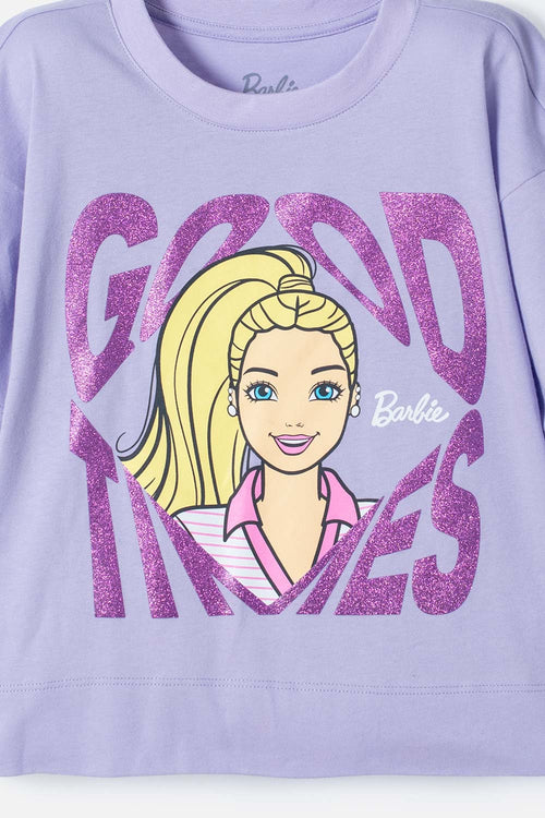 POLERA DE BARBIE LAVANDA CON MIRELLA PARA NIÑA