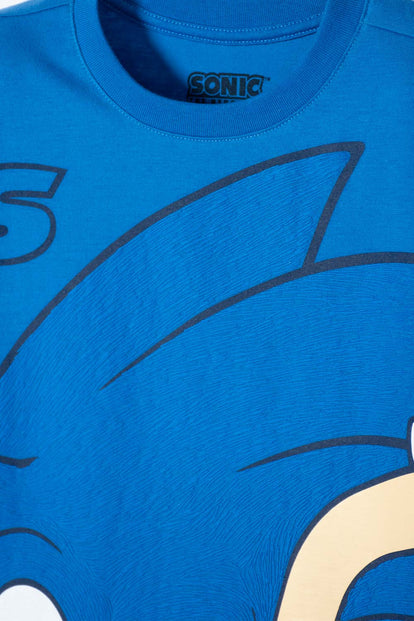 POLERA DE SONIC MANGA CORTA AZUL PARA NIÑO
