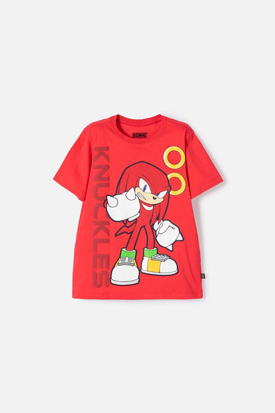 POLERA DE SONIC MANGA CORTA ROJO PARA NIÑO