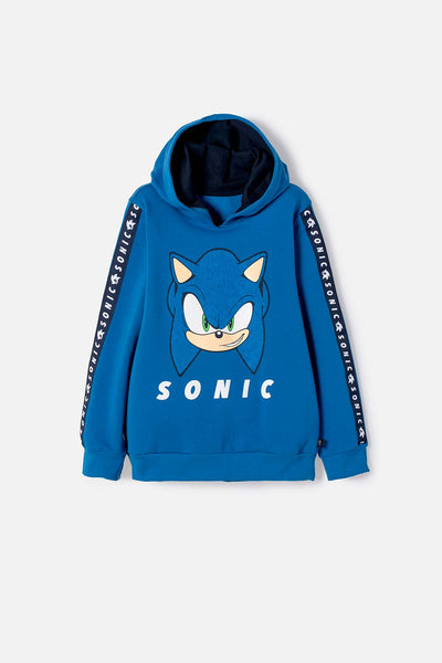 POLERÓN DE SONIC CON CAPUCHA AZUL PARA NIÑO