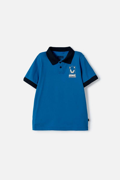 POLERA DE SONIC TIPO POLO AZUL PARA NIÑO