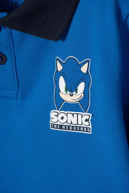 POLERA DE SONIC TIPO POLO AZUL PARA NIÑO