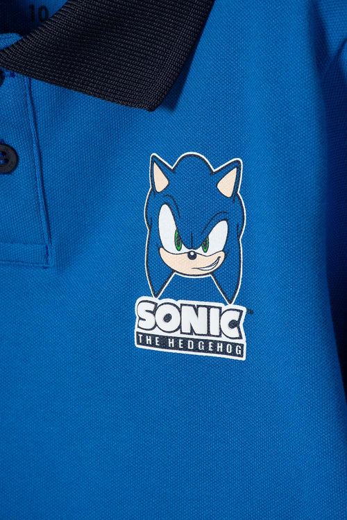 POLERA DE SONIC TIPO POLO AZUL PARA NIÑO