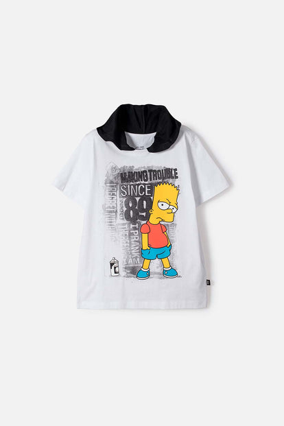 CAMISETA DE LOS SIMPSON MANGA CORTA NERO Y BLANCO PARA NIÑO
