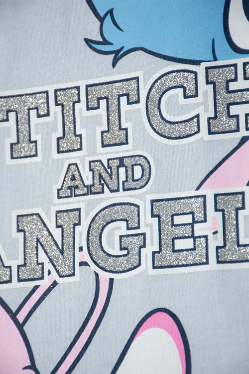 POLERA DE STITCH MANGA CORTA AZUL PARA NIÑA