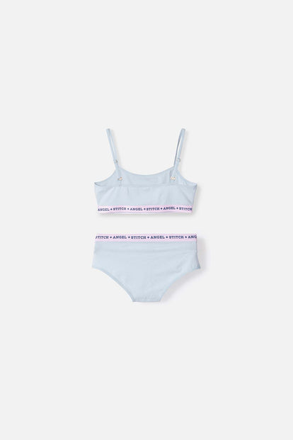 CONJUNTO DE TOP Y PANTY DE STITCH AZUL CIELO PARA NIÑA