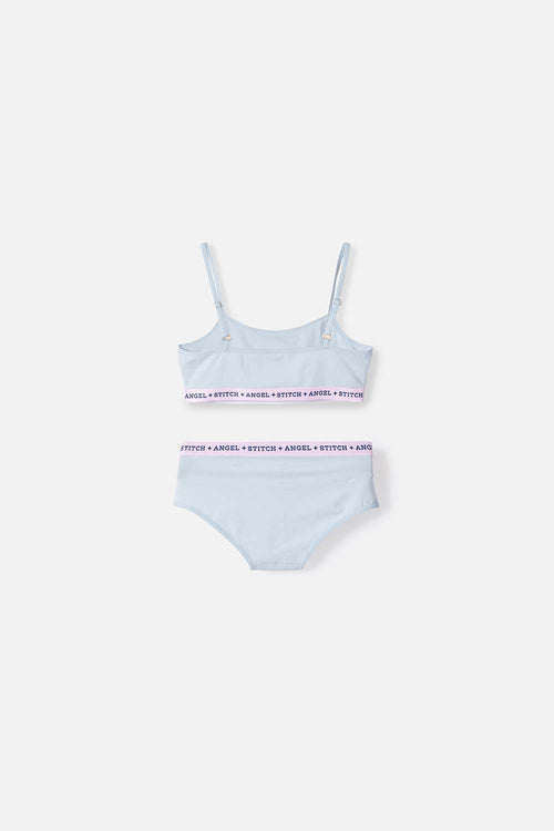 CONJUNTO DE TOP Y PANTY DE STITCH AZUL CIELO PARA NIÑA