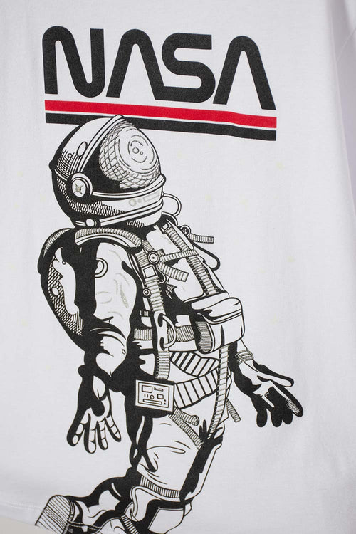 POLERA DE LA NASA MANGA CORTA BLANCO PARA NIÑO