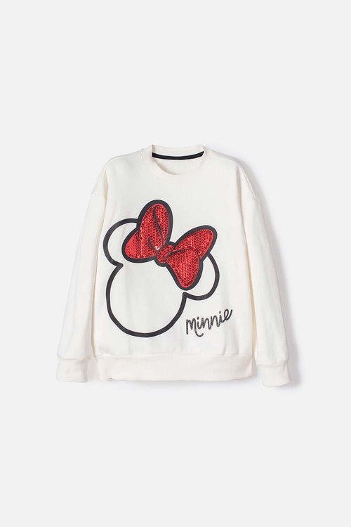 POLERON MINNIE MOUSE CERRADO MARRFIL PARA NIÑA