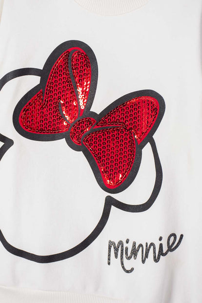 POLERON MINNIE MOUSE CERRADO MARRFIL PARA NIÑA