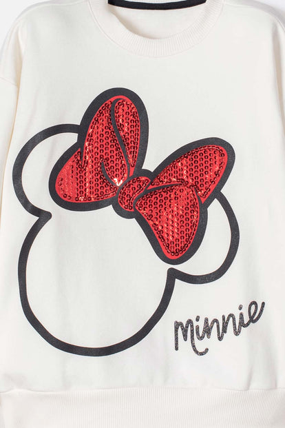 POLERON MINNIE MOUSE CERRADO MARRFIL PARA NIÑA