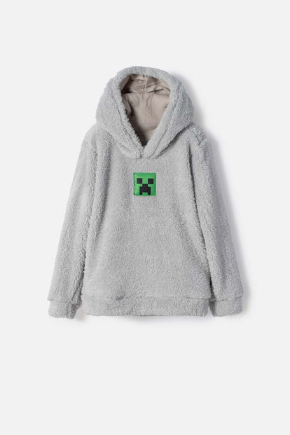 POLERON DE LA MINECRAFT CERRADO GRIS PARA NIÑO