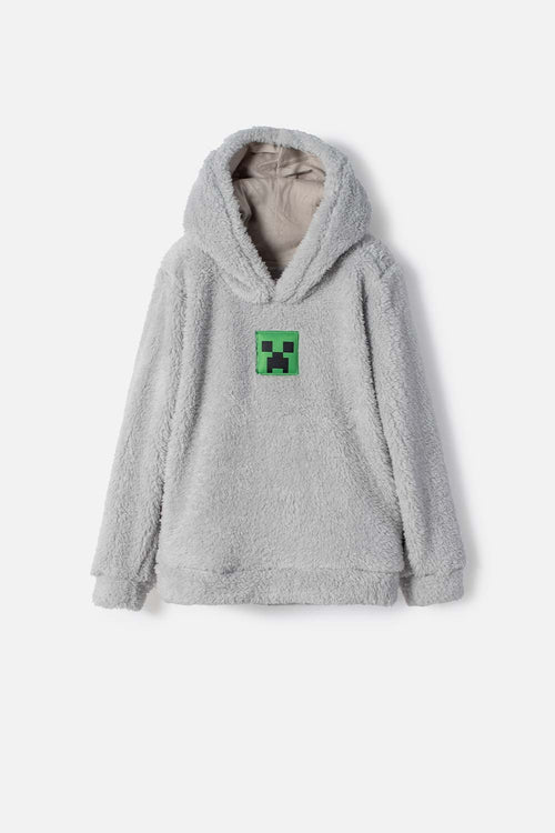 POLERON DE LA MINECRAFT CERRADO GRIS PARA NIÑO