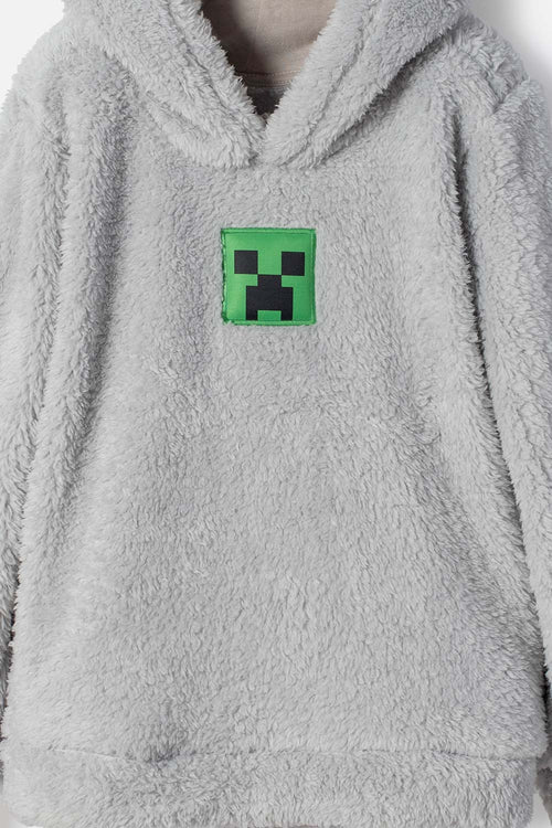 POLERON DE LA MINECRAFT CERRADO GRIS PARA NIÑO