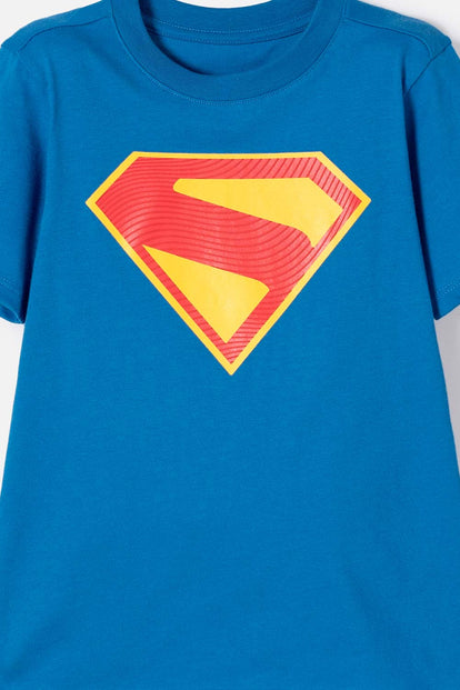 POLERA DE SUPERMAN MANGA CORTA AZUL PARA NIÑO