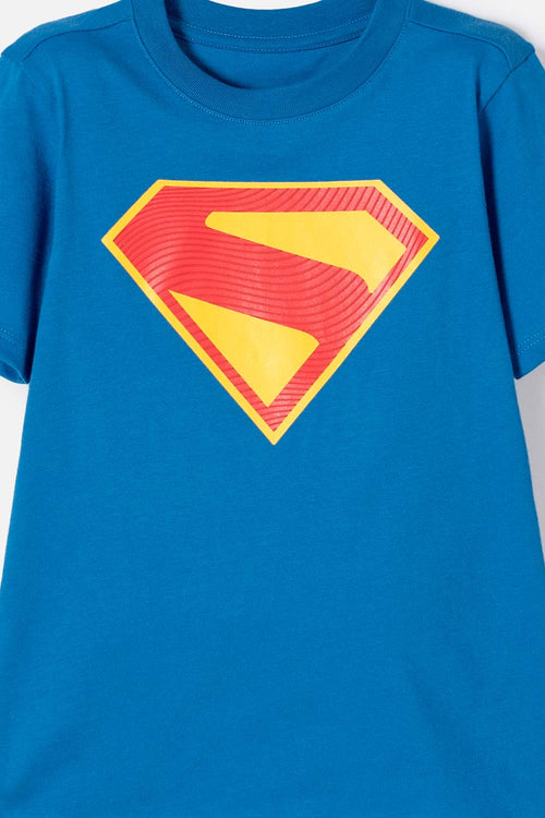 POLERA DE SUPERMAN MANGA CORTA AZUL PARA NIÑO
