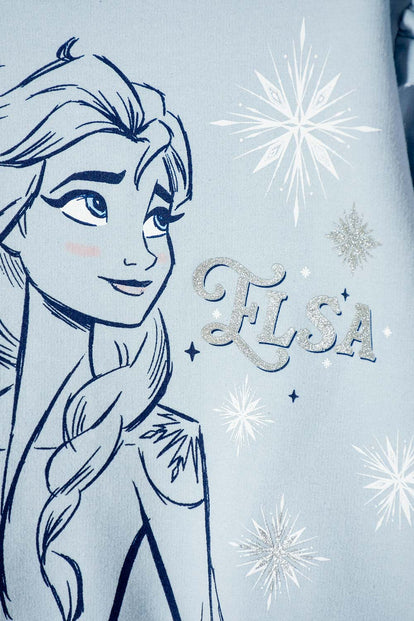 POLERON DE FROZEN CERRADO AZUL CIELO PARA NIÑA