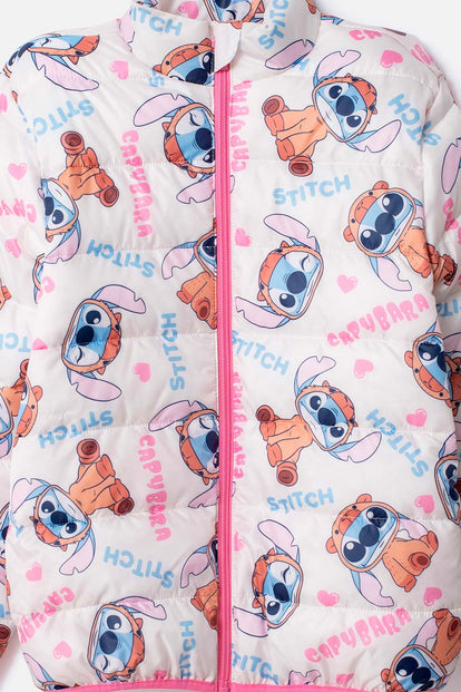 CHAQUETA DE STITCH Y CAPYBARA MARFIL PARA NIÑA