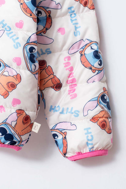 CHAQUETA DE STITCH Y CAPYBARA MARFIL PARA NIÑA