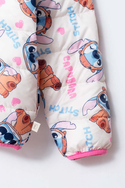 CHAQUETA DE STITCH Y CAPYBARA MARFIL PARA NIÑA