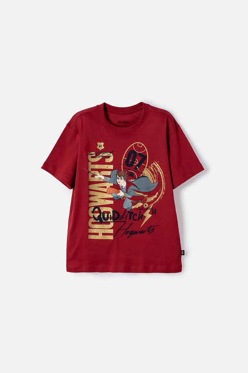 POLERA DE HARRY POTTER MANGA CORTA ROJO PARA NIÑO