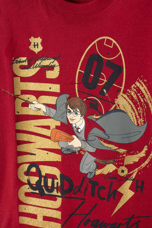 POLERA DE HARRY POTTER MANGA CORTA ROJO PARA NIÑO