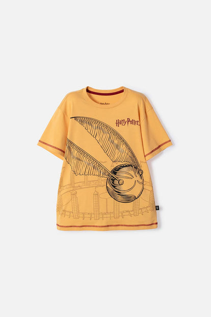 POLERA DE HARRY POTTER MANGA CORTA MOSTAZA PARA NIÑO