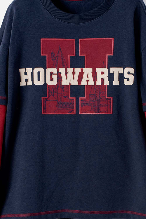 POLERA DE HARRY POTTER MANGA LARGA AZUL PARA NIÑO