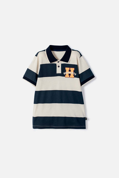 POLERA TIPO POLO DE HARRY POTTER AZUL Y ALMENDRA PARA NIÑO