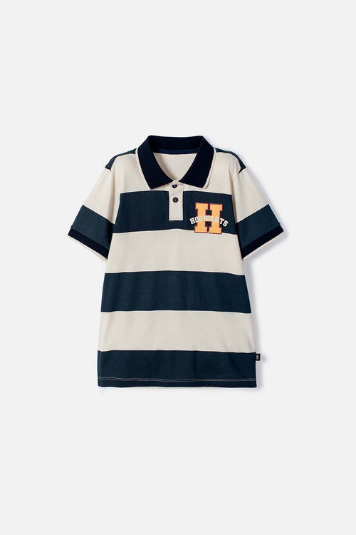 POLERA TIPO POLO DE HARRY POTTER AZUL Y ALMENDRA PARA NIÑO
